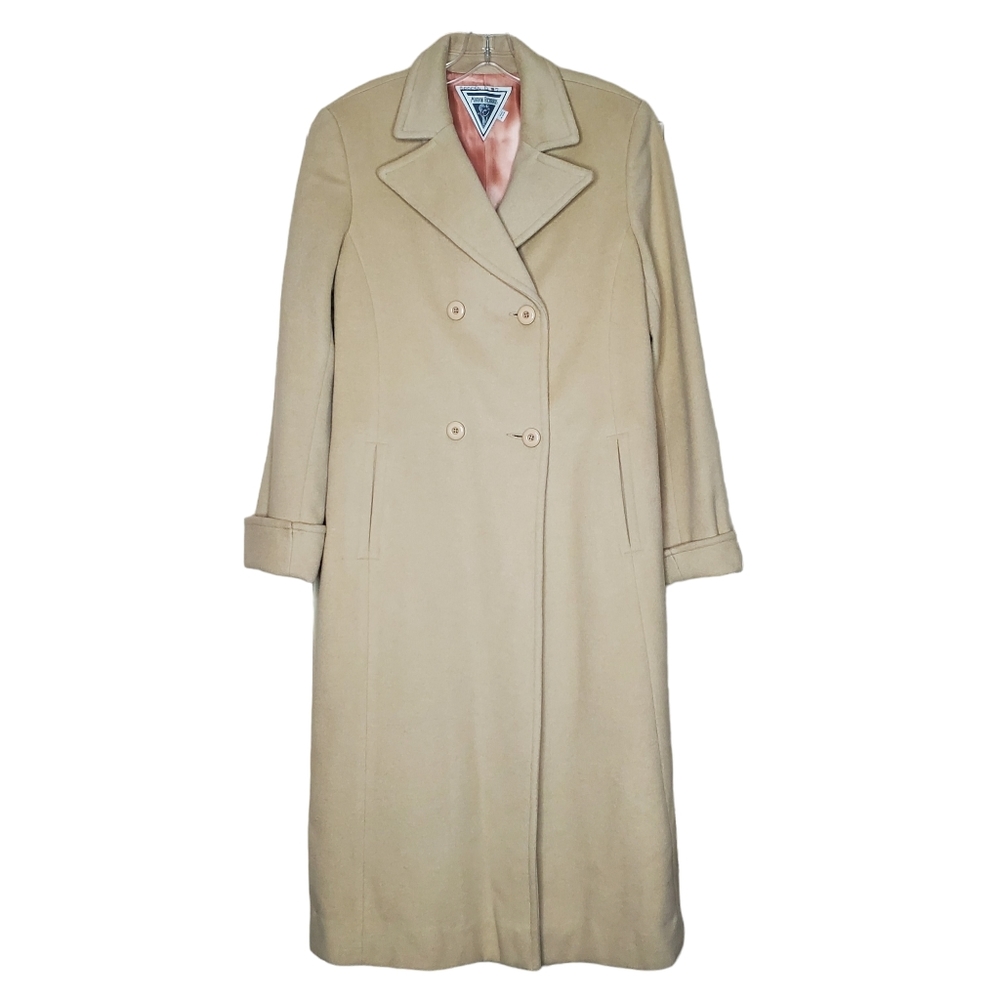 100% Cashmere Full Length Coat Camel Brown Size 12 Vintage Marvin Richar…